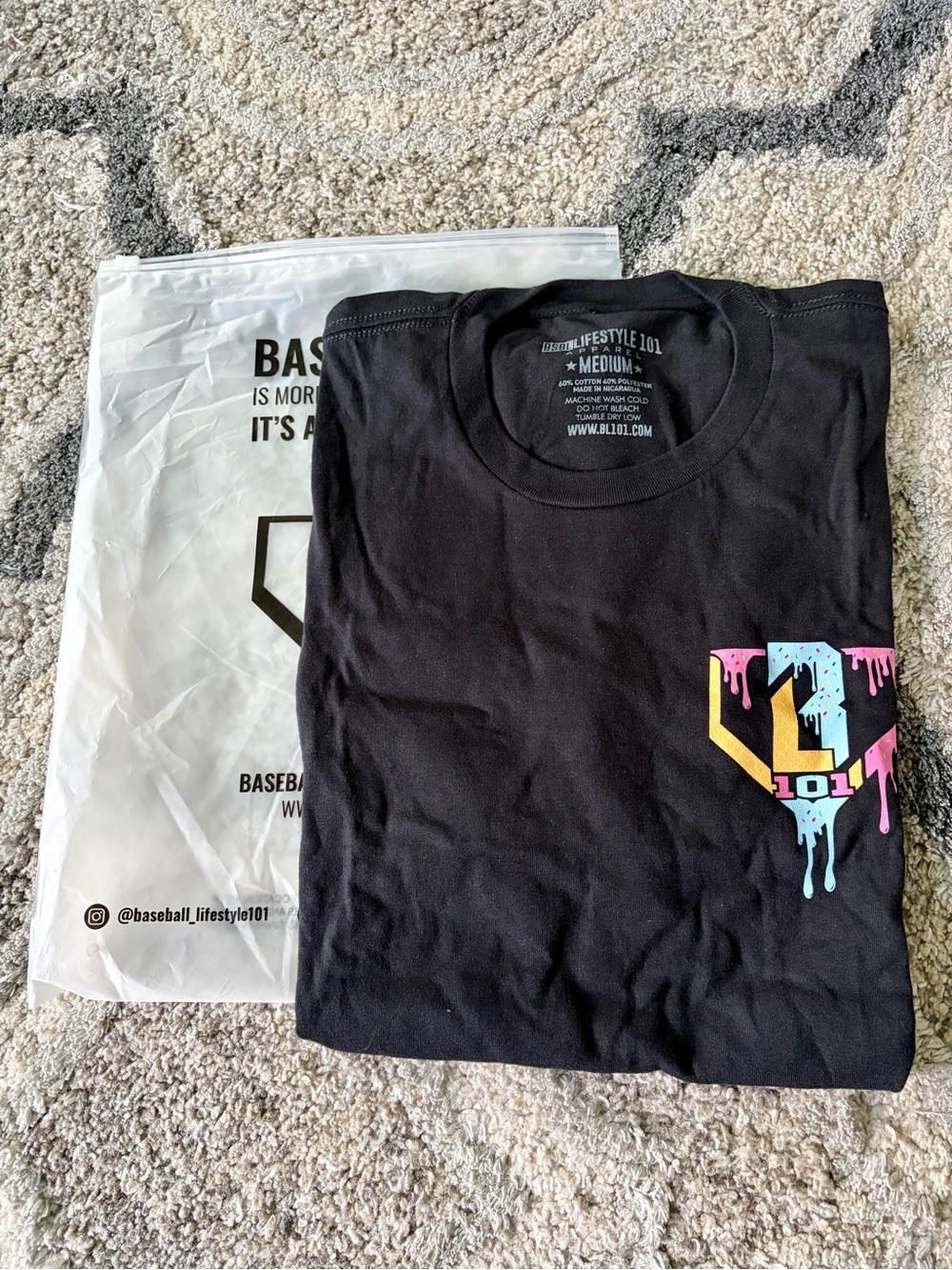 Baseball Lifestyle 101 Ice Cream Tee Cotton Candy Adult M NWT